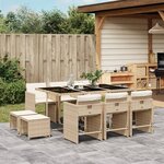 vidaXL Ensemble à manger de jardin et coussins 11 Pièces beige poly rotin