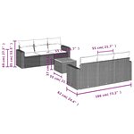 vidaXL Salon de jardin 7 Pièces avec coussins gris résine tressée