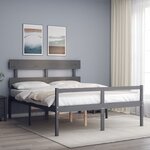 vidaXL Lit pour personne âgée sans matelas gris bois massif