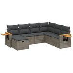 vidaXL Salon de jardin avec coussins 7 Pièces gris résine tressée