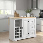 VidaXL Rangement de cuisine Blanc et Cire de Miel 112 x 70 x 91 5 cm
