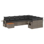 vidaXL Salon de jardin avec coussins 10 Pièces gris résine tressée