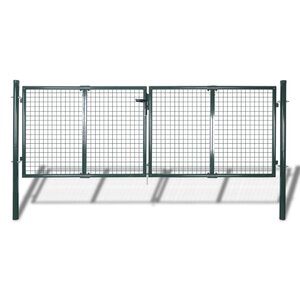 vidaXL Portail de clôture Acier 306x150 cm Vert