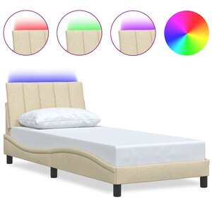 vidaXL Cadre de lit sans matelas Hanko crème 90x200 cm tissu