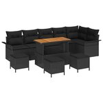 vidaXL Ensemble de canapé de jardin 10 Pièces Noir polyrotin