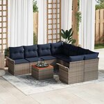 vidaXL Ensemble de canapé de jardin avec coussin 9 Pièces Gris polyrotin