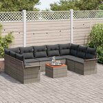 vidaXL Ensemble de canapé de jardin 10 Pièces Gris Poly rotin