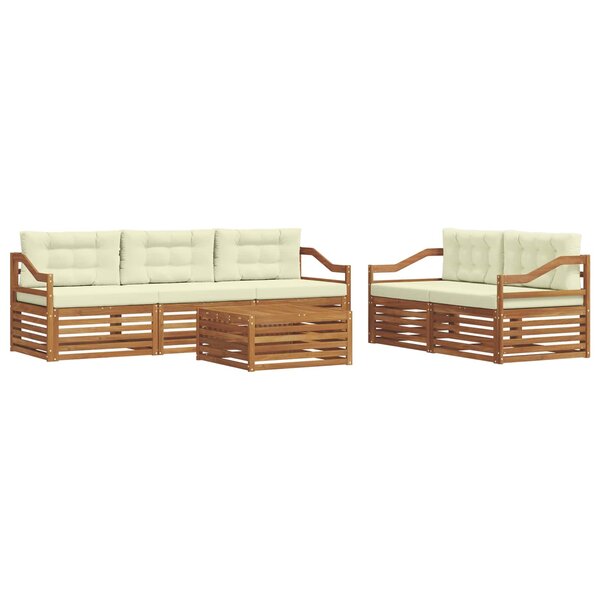 vidaXL Ensemble de canapés d'extérieur 6 pc Naturel et Crème