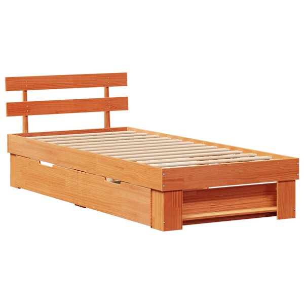vidaXL Cadre de lit Marron cire 75 x 190 cm Bois massif en pin