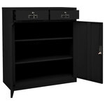 Armoire de bureau avec 2 étagères réglables rangement dossiers 90 x 40 x 102 cm en acier noir 02_0046909