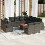vidaXL Salon de jardin avec coussins 12 Pièces gris résine tressée