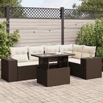 vidaXL Salon de jardin avec coussins 6 Pièces marron résine tressée