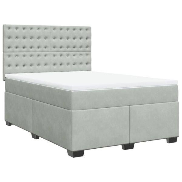 vidaXL Sommier à lattes de lit et matelas Gris clair 160x200cm Velours