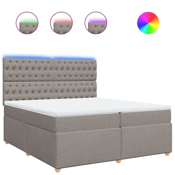 vidaXL Sommier à lattes de lit avec matelas Taupe 200x200 cm Tissu