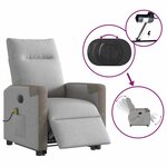 vidaXL Fauteuil inclinable de massage électrique gris nuage tissu