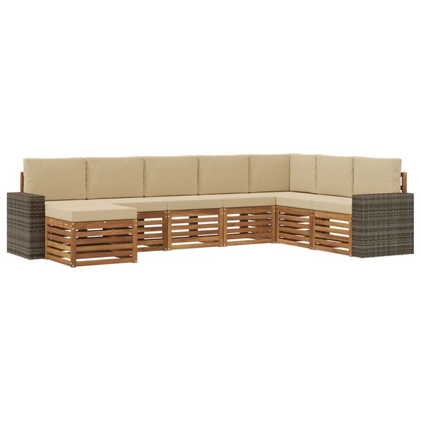 vidaXL Ensemble de canapés d'extérieur 8 pc Naturel et Beige