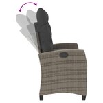 vidaXL Banc inclinable de jardin avec coussins gris résine tressée