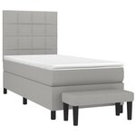 vidaXL Sommier à lattes de lit avec matelas Gris clair 90x200 cm Tissu