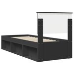 vidaXL Cadre de lit avec tête de lit Noir 75 x 190 cm Pin massif