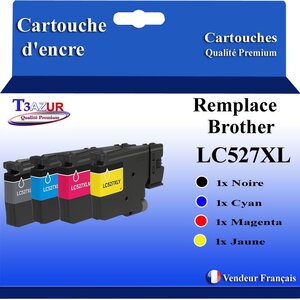 T3AZUR - 4x Toners compatibles avec Brother MFC-J6960DW  MFC-J6975DW  MFC-J6977DW remplace Brother LC527 XL
