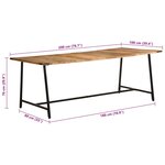 vidaXL Table à manger 200x100x75 cm bois de manguier massif