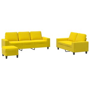 vidaXL Ensemble de canapés 3 Pièces jaune clair tissu