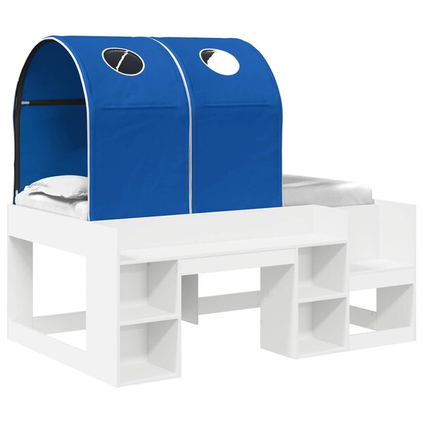 vidaXL Lit avec Tunnel 4 Pièces Blanc et bleu Bois d'ingénierie