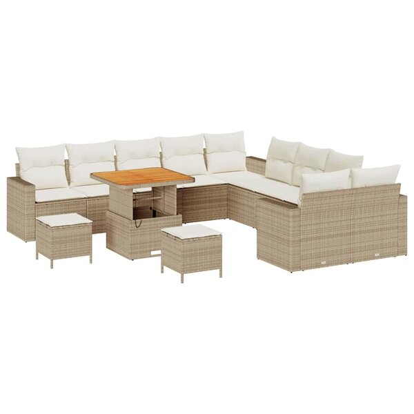 vidaXL Ensemble de canapé de jardin avec coussin 13 Pièces beige et crème