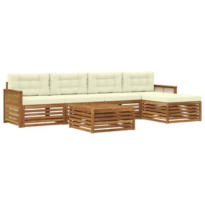 vidaXL Ensemble de canapés d'extérieur 6 pc Naturel et Crème
