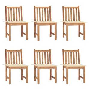vidaXL Chaises de jardin lot de 6 avec coussins Bois de teck massif