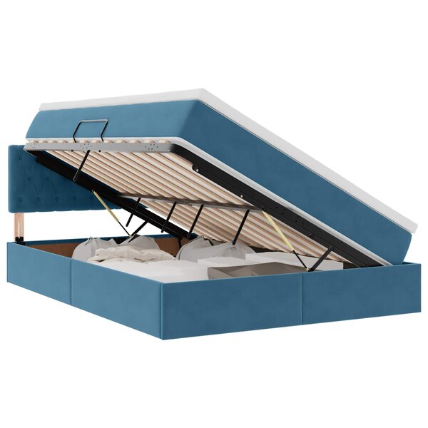 vidaXL Lit de rangement LED avec matelas Bleu foncé 140 x 190 cm