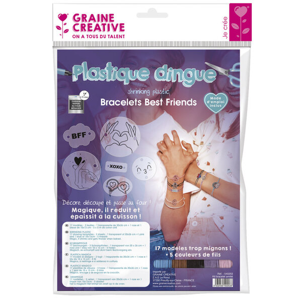 Feuilles de plastique dingue - Crée des bracelets d'amitié - Kit avec accessoires - Graine Créative