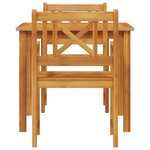 Ensemble de salle à manger de jardin 3 pièces en bois massif d'acacia