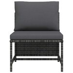 vidaXL Canapé central sectionnel avec coussins Gris Résine tressée