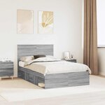 vidaXL Cadre de lit Gris Sonoma 120 x 190 cm Pin massif