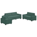 vidaXL Ensemble de Canapés 3 Pièces Vert foncé 221 x 80 x 80 cm Velours
