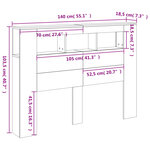 vidaXL Tête de lit à LED sonoma gris 140x18 5x103 5 cm bois ingénierie