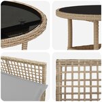 vidaXL Ensemble de repas de jardin 3 pièces en poly rattan beige