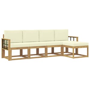 vidaXL Ensemble de canapés d'extérieur 5 pc Blanc et crème