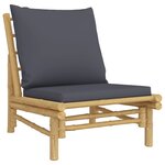 Salon de jardin meuble d'extérieur ensemble de mobilier 3 pièces avec coussins gris foncé bambou 02_0015969