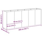 vidaXL Jardinière 200x40x80 cm acier inoxydable