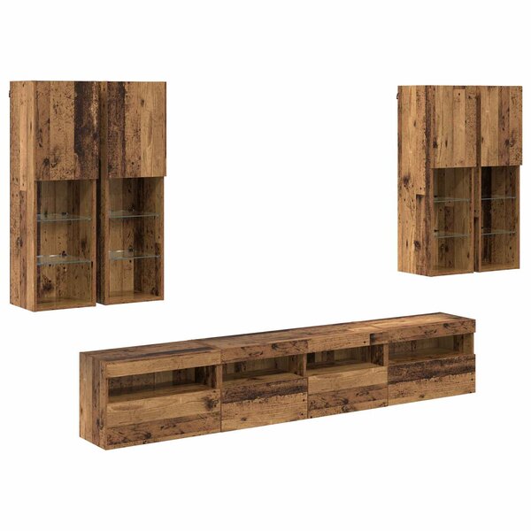 vidaXL Ensemble de meuble TV mural avec éclairage LED avec LED 7 Pièces