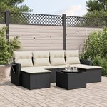 vidaXL Salon de jardin 7 Pièces avec coussins noir résine tressée