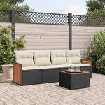 vidaXL Salon de jardin 5 Pièces avec coussins noir résine tressée