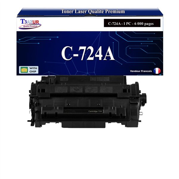 T3AZUR - Toner compatible avec Canon 724 (3481B002) pour Canon LBP-6750DN  LBP-6780X  MF-512x  MF-515x Noir - 6 000p