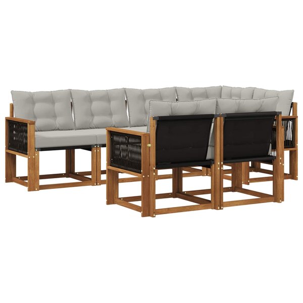 vidaXL Ensemble de canapés d'extérieur 7 pc Naturel et gris clair