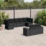 vidaXL Salon de jardin 9 Pièces avec coussins noir résine tressée