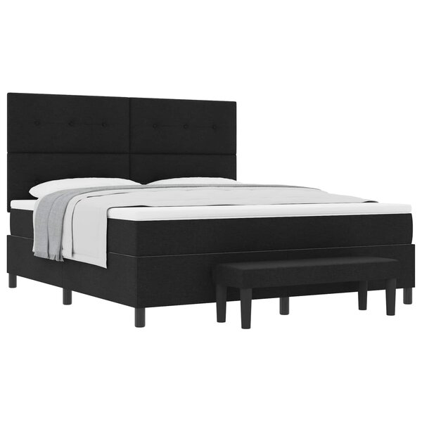 vidaXL Lit à ressorts avec tête de lit Noir 180 x 200 cm tissu