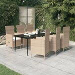 vidaXL Ensemble à manger de jardin avec coussins 7 Pièces Beige