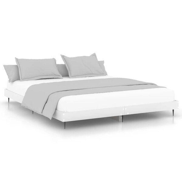 vidaXL Cadre de lit blanc 150x200 cm bois d'ingénierie